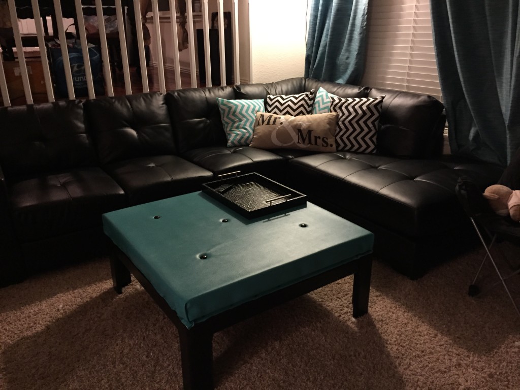 Teal and Black Family Room 