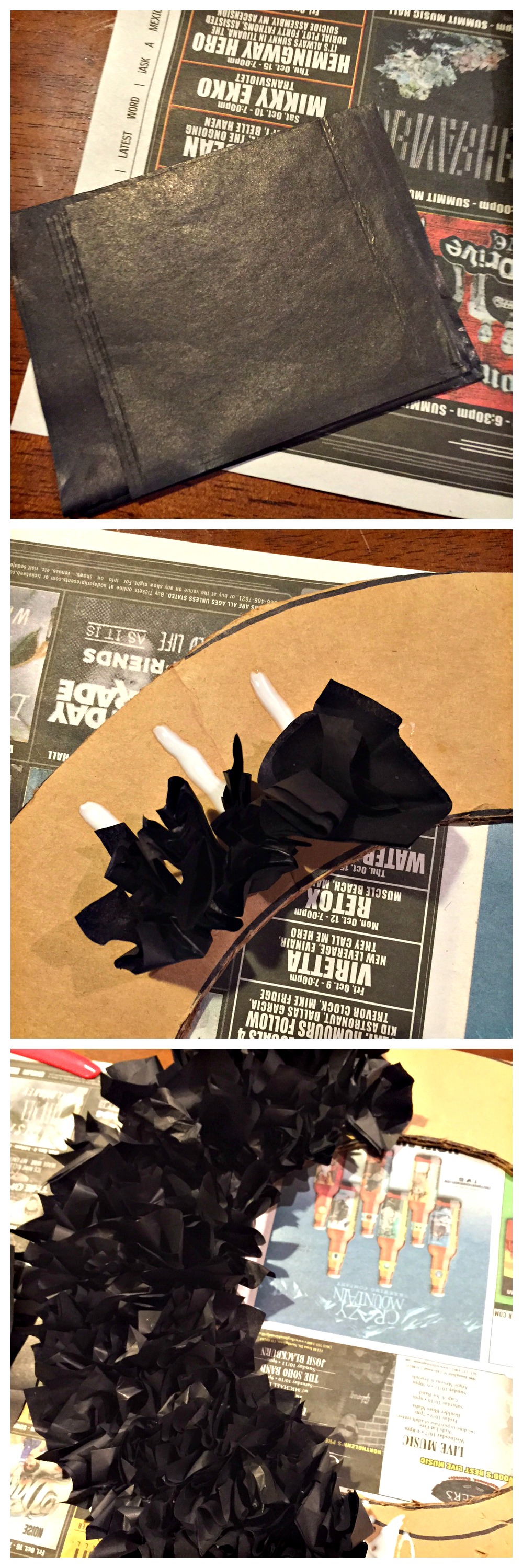 Make a wreath out of tissue paper