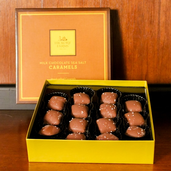 Salted caramels from Hickory Farms are the perfect hostess gift for any occasion.