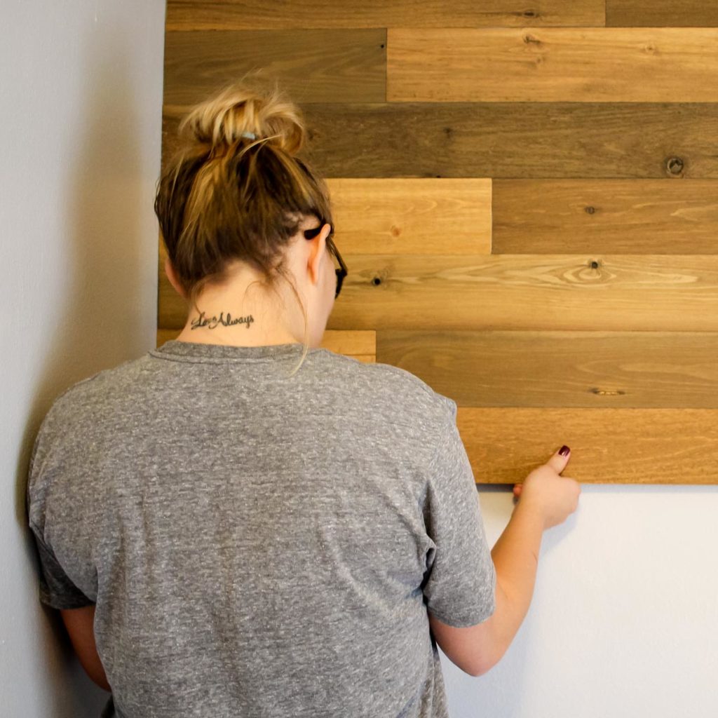 Installing a reclaimed wood wall