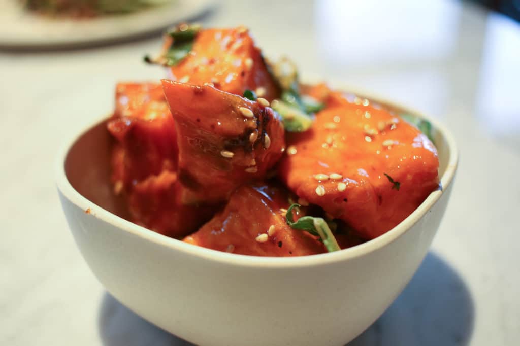 RED CHILI GLAZED SWEET POTATO