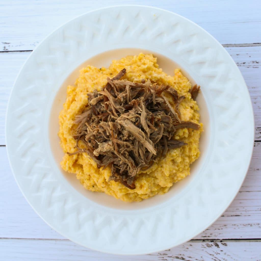 Cheesy Grits and Bourbon Pulled Pork